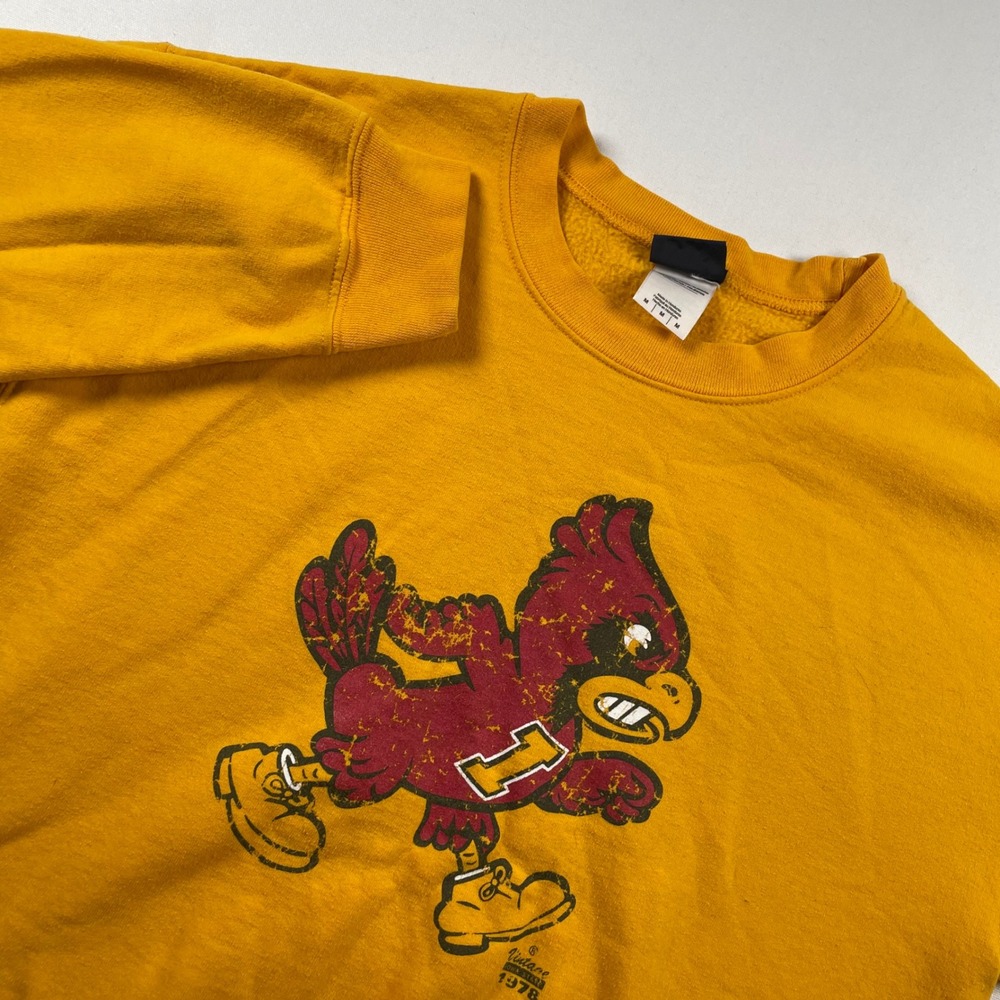 Blue 84 Iowa State Cyclones Sweatshirt Mens Medium Yellow Cy Cardinal Vintage